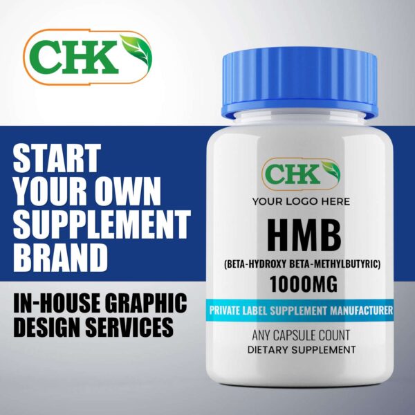 Private Label HMB (Beta-Hydroxy Beta-Methylbutyric) 1000mg Capsules Manufacturer - Image 3