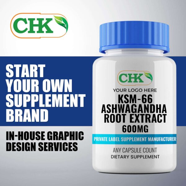 Private Label KSM-66 Ashwagandha Root Extract 600mg Capsules Manufacturer - Image 3