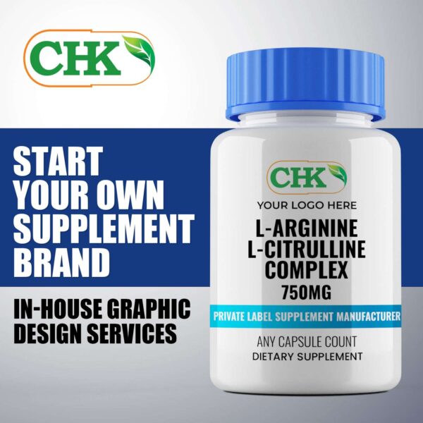Private Label L-Arginine L-Citrulline Complex 750mg Capsules Manufacturer - Image 3