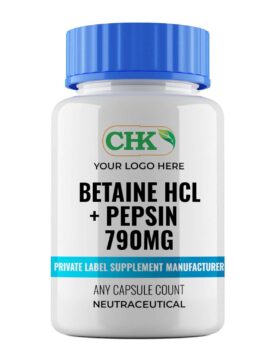 Private Label Betaine HCl + Pepsin 790mg Capsules Manufacturer